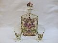 Iittala, ksinmaalattu karahvi ja ryyppypikarit 2 kpl v.1946 / Iittala handpainted decander and two shot glasses - Nro 5959